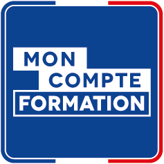 Logo Mon Compte de Formation carré fond bleu